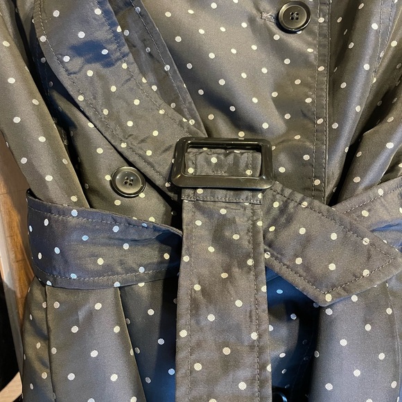 Banana Republic Navy & White S Polka Dot Trench Coat - Picture 6 of 12